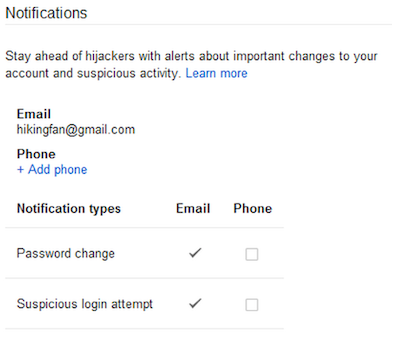 Google Security Notifications